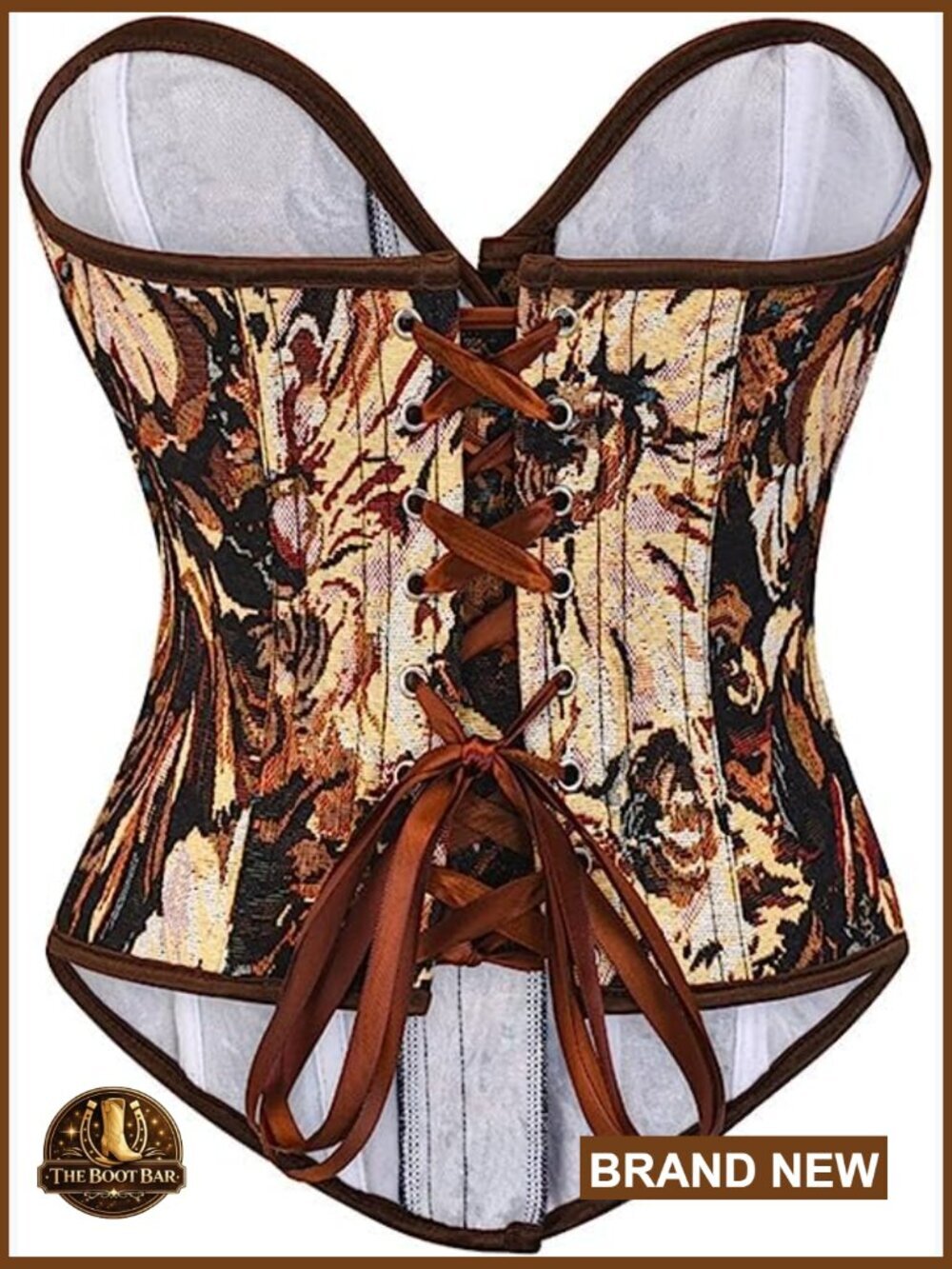 Vintage Renaissance Corset Top Lace Up Boned Bustier Shapewear Size Large - Picture 2 of 7